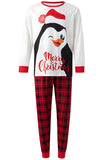 Red Printed Plaid Long Sleeve Christmas Family Matching Pajamas Set