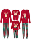 Red Animal Printed Plaid Christmas Family Matching Pajamas Set