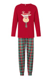 Red Animal Printed Plaid Christmas Family Matching Pajamas Set