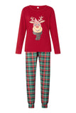 Red Animal Printed Plaid Christmas Family Matching Pajamas Set