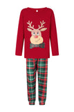 Red Animal Printed Plaid Christmas Family Matching Pajamas Set