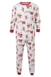 White Printed Round Neck Family Christmas Pajamas Sets