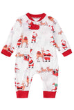 White Printed Round Neck Family Christmas Pajamas Sets