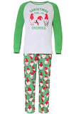 Green Printed Long Sleeve Matching Family Pajamas