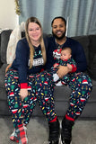 Navy Long Sleeve Printed Matching Family Pajamas