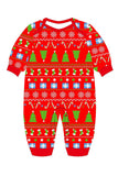 Red Christmas Tree Printed Round Neck Christmas Family Matching Pajamas