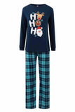 Dark Blue Christmas Printed Christmas Family Matching Pajamas