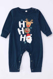 Dark Blue Christmas Printed Christmas Family Matching Pajamas