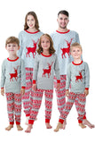 Grey Red Stripes Elk Print Christmas Family Matching Pajamas Set