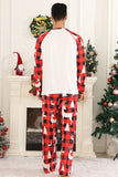 Red Long Sleeves Round Neck Plaid Printed Family Pajama Sets