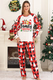 Red Long Sleeves Round Neck Plaid Printed Family Pajama Sets