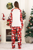 Red Long Sleeves Round Neck Plaid Printed Family Pajama Sets