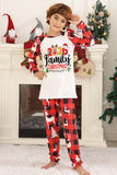 Red Long Sleeves Round Neck Plaid Printed Family Pajama Sets