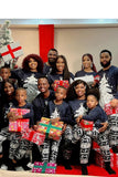 Navy Christmas Printed Long Sleeve Family Matching Pajamas Set
