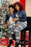 Navy Christmas Printed Long Sleeve Family Matching Pajamas Set