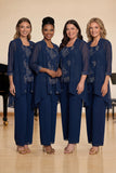 Navy 3 Piece Embroidered Choir Pant Suits