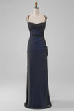 Sheath Spaghetti Straps Black Red Maxi Dress