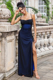Sheath Spaghetti Straps Black Red Maxi Dress