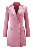 Champagne Peak Lapel Satin Midi Work Dress