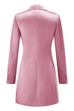Champagne Peak Lapel Satin Midi Work Dress