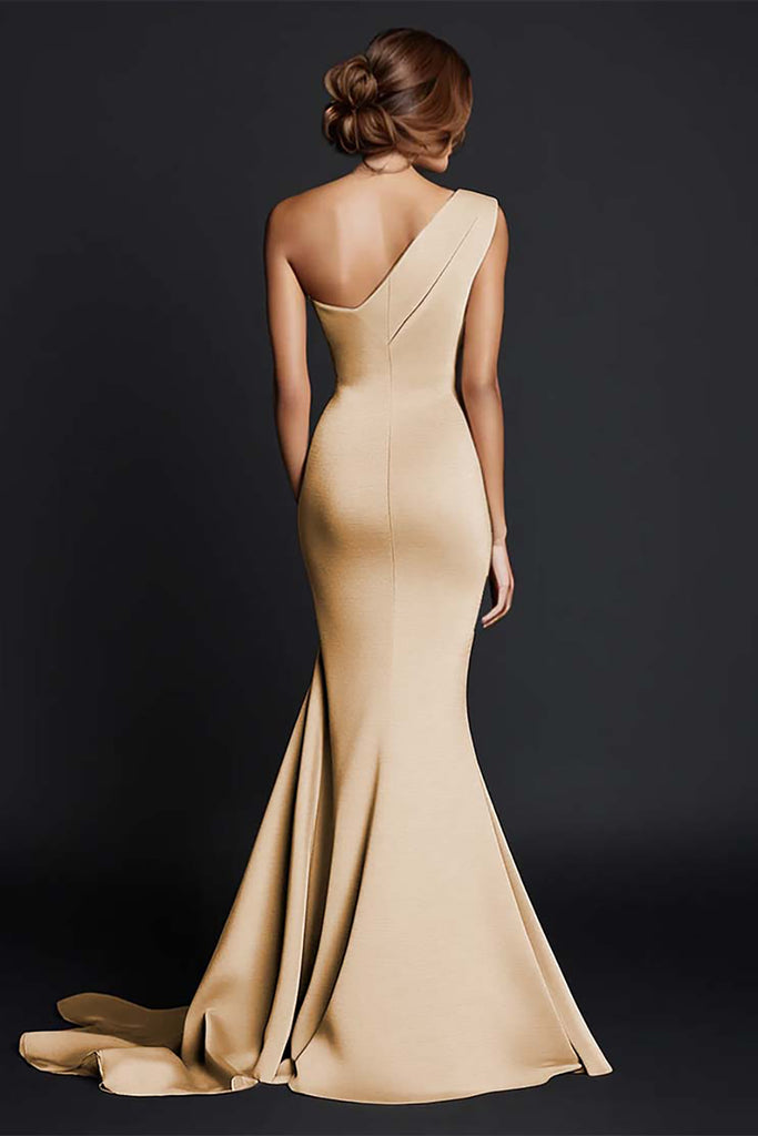 ONE-SHOULDER MERMAID MIDI DRESS IN KHAKI
