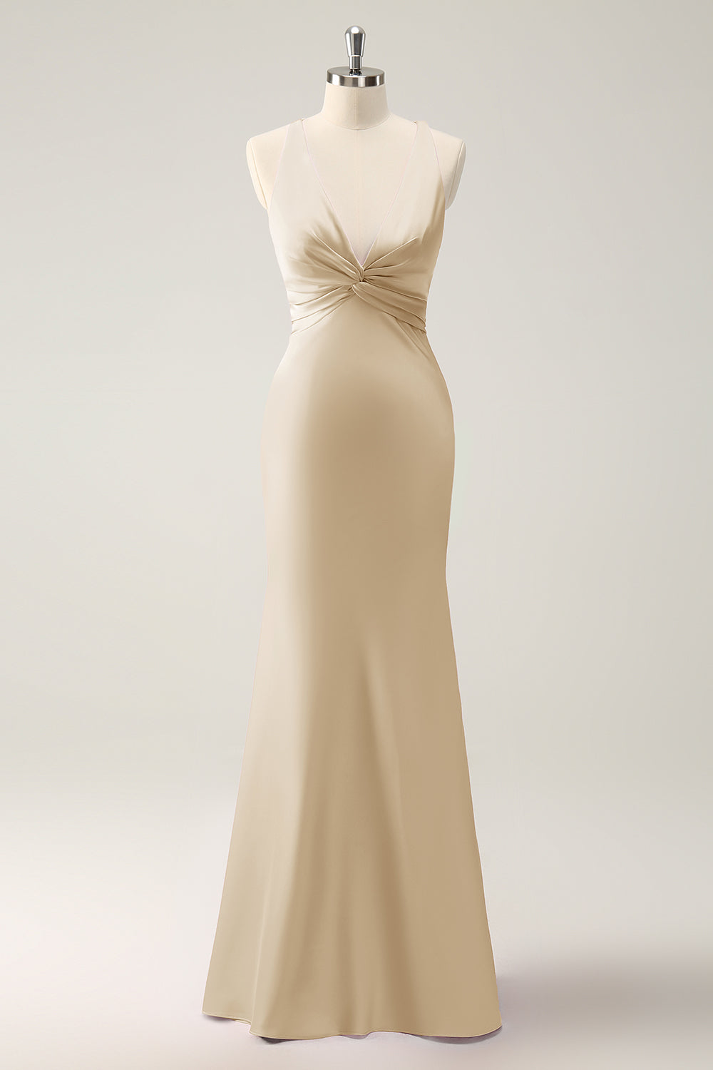 ZAPAKA Women Pink Bridesmaid Dress Mermaid Halter Satin Long Wedding Party Guest Dress, Champagne / US8 ZAPAKA Women Pink Bridesmaid Dress Mermaid Halter Satin Long Wedding Party Guest Dress, Champagne / US8