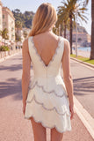 Pink V-Neck Bodycon Asymmetrical Mini Homecoming Dress with Beading