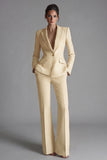 Blue Peak Lapel 2-piece One Button Women's Work Suits