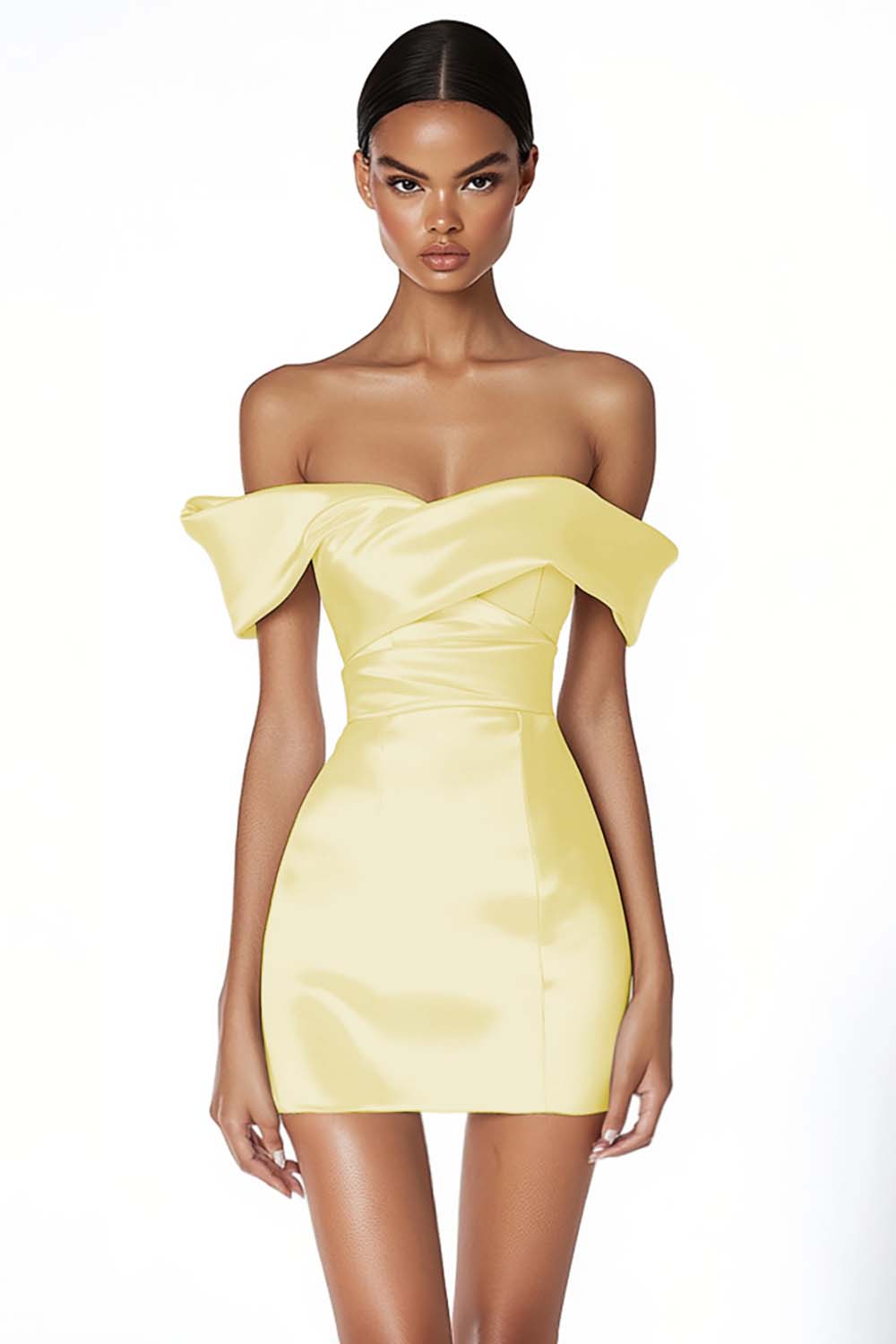 Zapaka Women White Graduation Dress Off The Shoulder Bodycon Satin Short Party Dress ZAPAKA Zapaka Women White Graduation Dress Off The Shoulder Bodycon Satin Short Party Dress ZAPAKA