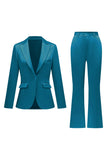 Grey Pink Peak Lapel Satin Slim Fit Women Suits