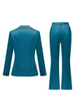 Grey Pink Peak Lapel Satin Slim Fit Women Suits