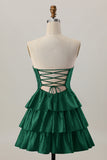 Orange Strapless Tiered A Line Cut Out Homecoming Dress with Beading