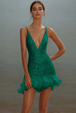 White Bodycon Spaghetti Straps Sequin Short Graduation Dress