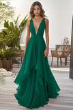 Orange Ruffled A Line Chiffon Wedding Guest Dress
