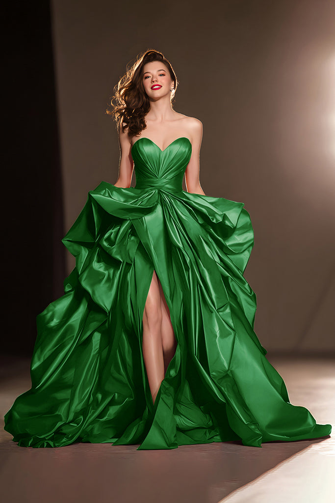 Zapaka Women Sweetheart Dark Red Pageant Dress A Line Ruffle Long Party ...