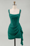 Tulle Ivory Corset Square Neck Ruched Bodycon Mini Graduation Dress with Ruffles