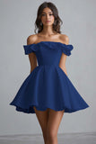 Off The Shoulder A Line Mini White Graduation Dress
