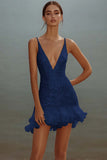 White Bodycon Spaghetti Straps Sequin Short Graduation Dress