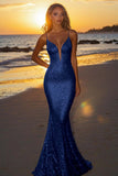 Sparkly Silver Backless Mermaid Long Formal Dress