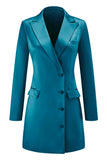 Champagne Peak Lapel Satin Midi Work Dress