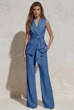 White Notched Lapel Ruched Slim Fit Long Women Suit