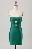 Beaded Strapless Burgundy Cut Out Homecoming Dress
