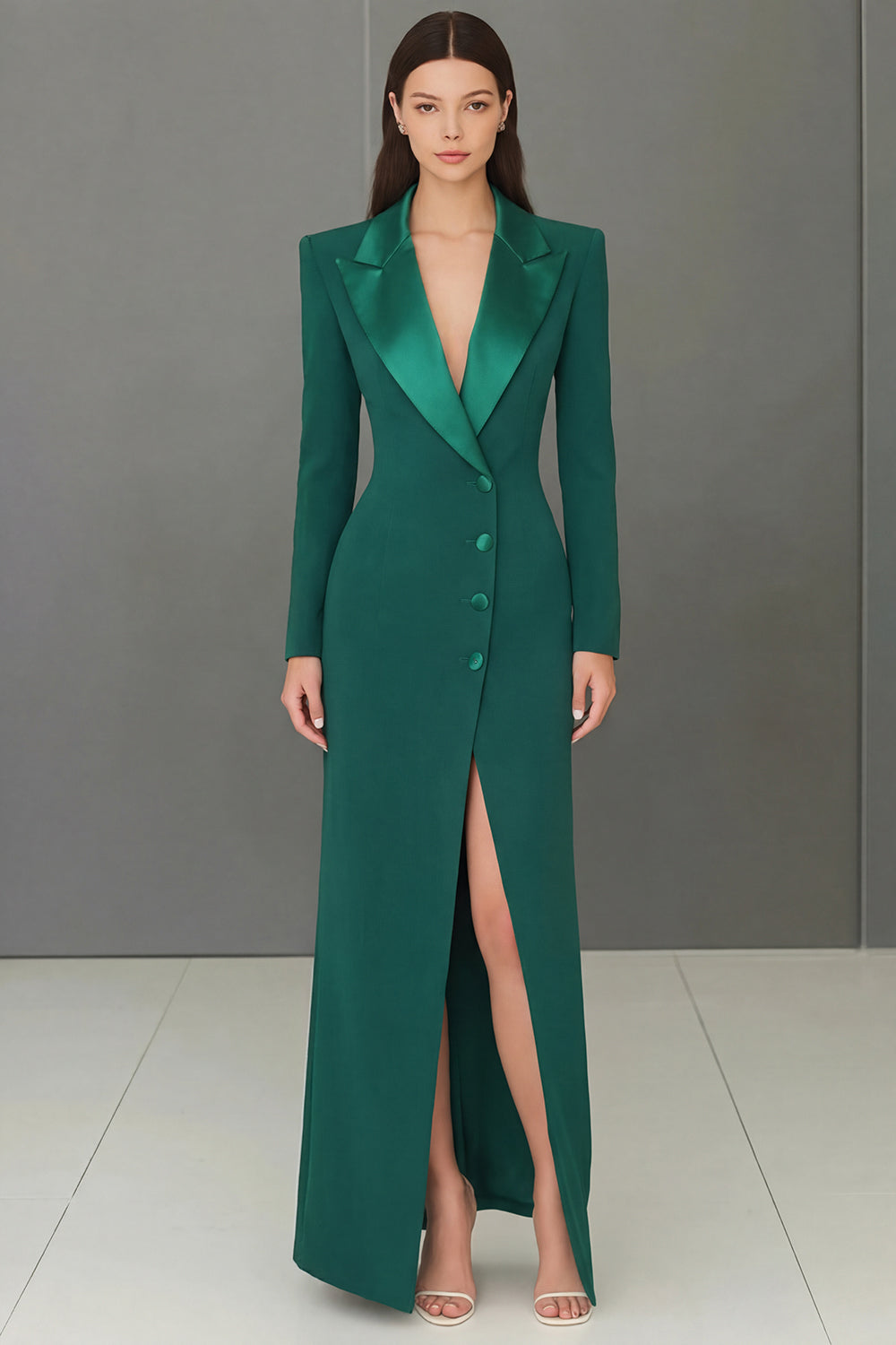 jaylo green dress Hunter Noir Dark Green Embellished Three-Piece Suit Beaded Blazer, Satin Waistcoat & Tailored Pants Dark Green / S / 10 Days main image 0