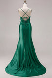 Fuchsia Mermaid Cut Out Satin Pleated Bowed Long Prom Dress with Slit