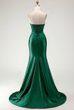Sweetheart Burgundy Mermaid Beaded Corset Plus Size Long Prom Dress with Slit