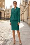 Light Yellow Notched Lapel 2 Piece Single Breasted Work Dress