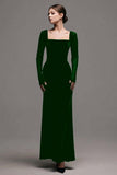 Velvet Black Long Sleeves Sheath Formal Dress