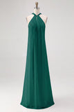 White Sheath Halter Chiffon Long Boho Beach Dress