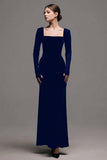 Velvet Black Long Sleeves Sheath Formal Dress