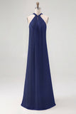 White Sheath Halter Chiffon Long Boho Beach Dress